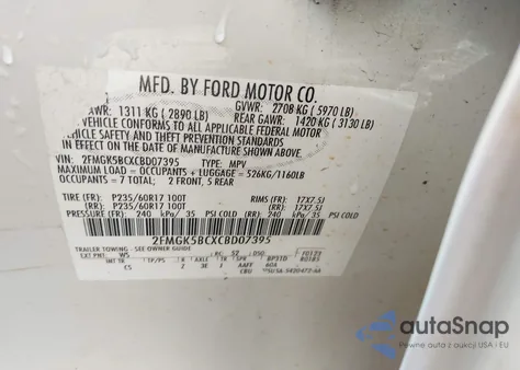 2012 Ford Flex Se from USA, damaged, VIN 2FMGK5BCXCBD07395